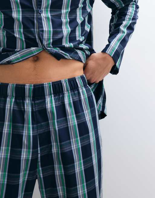 Lacoste pyjamassæt i navy i ternet poplin med logolomme, 4 af 5