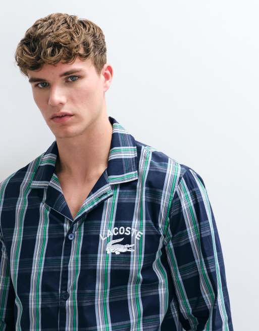 Lacoste pyjamassæt i navy i ternet poplin med logolomme, 5 af 5