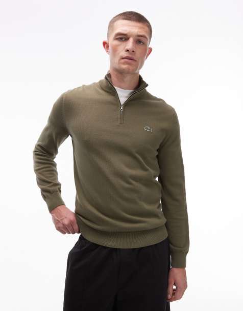 Lacoste quarter zip jumper in green - view 1