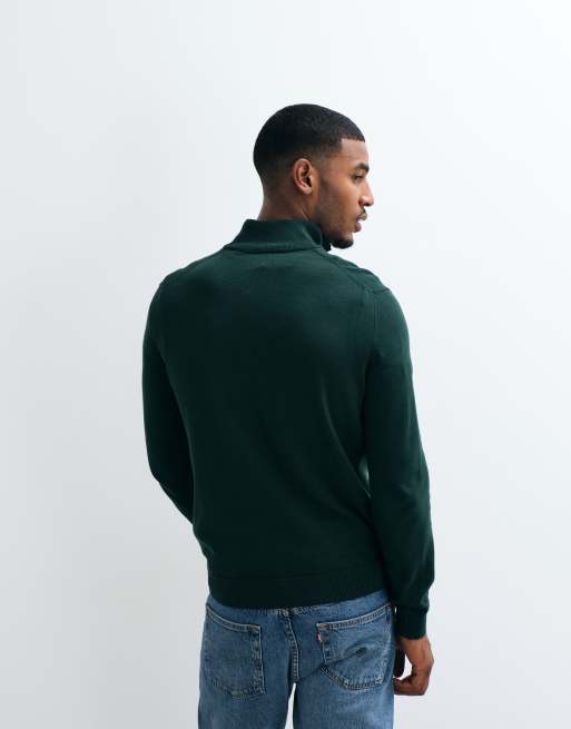 Lacoste quarter zip knit jumper in green, 5 of 5