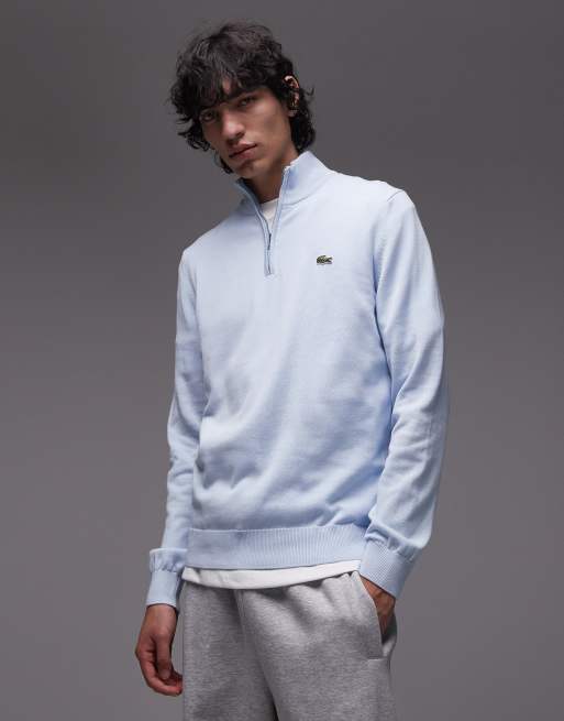 Lacoste quarter zip sweater in light blue