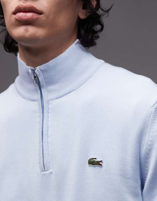 Lacoste quarter zip sweater in light blue | ASOS