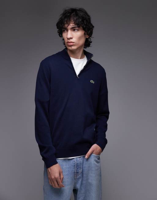 Lacoste quarter zip sweater in navy