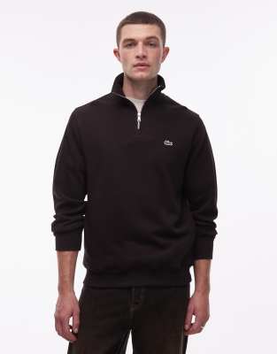 Lacoste Men's Brown Quarter Zip Sweatshirt In
