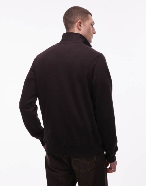 Lacoste quarter zip sweatshirt in brown, 3 of 5