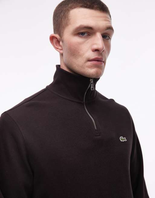 Lacoste quarter zip sweatshirt in brown, 5 of 5