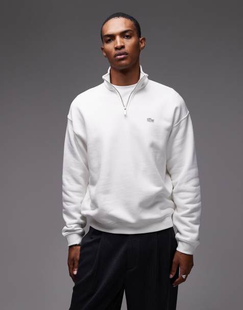 Lacoste quarter zip sweatshirt in white - view 1