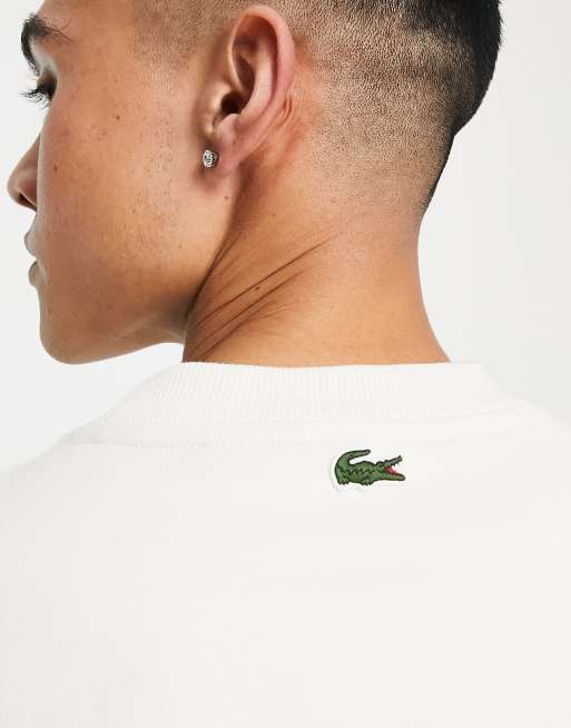 Lacoste - Råhvid sweatshirt med stort krokodillemotiv i løstsiddende pasform, 3 af 4