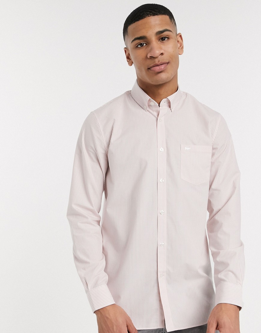 Lacoste – Randig skjorta med lång ärm-Svart