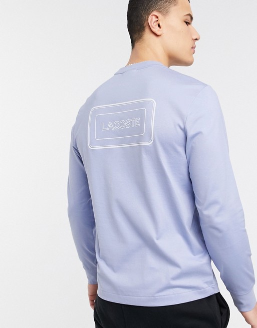 Lacoste reflective back logo long sleeve pima cotton t-shirt in purple