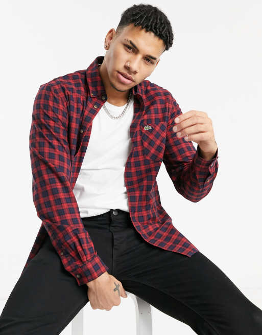 Lacoste red on sale check shirt