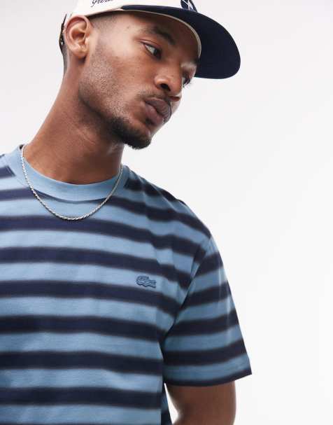 Lacoste relaxed fit striped t-shirt in navy and blue - view 1