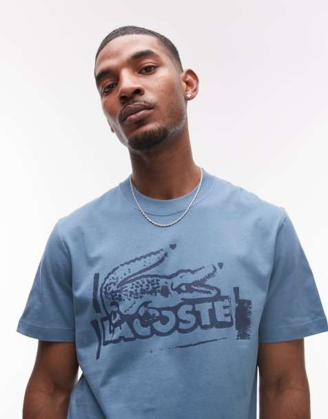 Lacoste relaxed fit t-shirt in blue with front graphic print