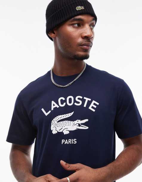 Lacoste relaxed fit t-shirt in navy with front logo print - view 1