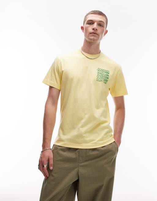 Lacoste relaxed fit t-shirt in yellow with chest and back graphic print, 2 of 4