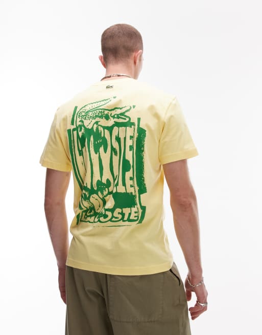 Lacoste relaxed fit t-shirt in yellow with chest and back graphic print, 3 of 4