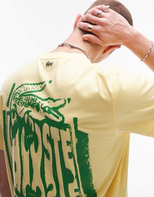 Lacoste relaxed fit t-shirt in yellow with chest and back graphic prints