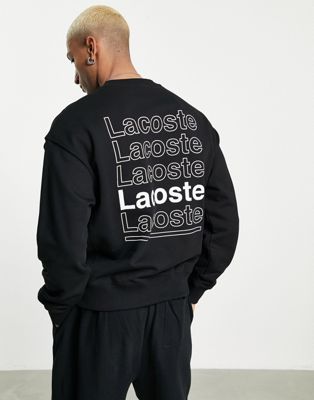 Lacoste repeat back logo sweatshirt in black