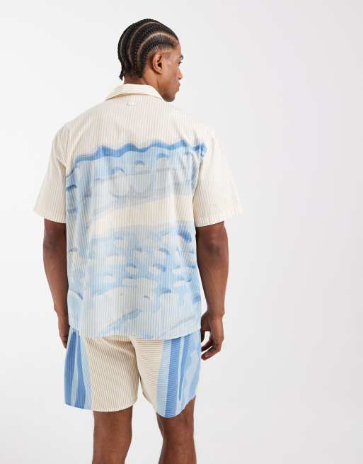 Lacoste - Resort overhemd met grote krokodillenprint in beige, deel van co-ord set , 5 van 5
