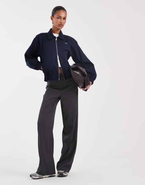 Lacoste ribbed collar cotton lined jacket in navy - view 1