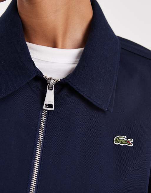 Lacoste ribbed collar cotton lined jacket in navy, 2 of 4