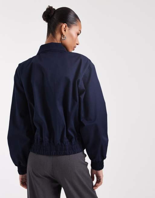 Lacoste ribbed collar cotton lined jacket in navy, 4 of 4