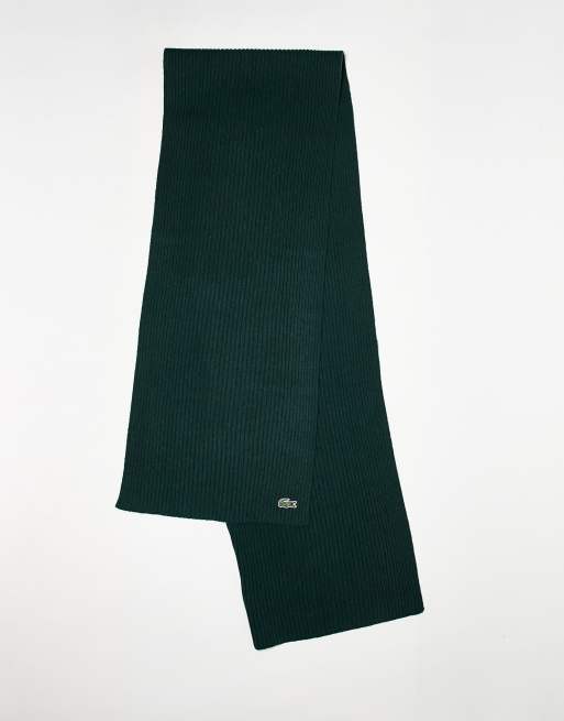 Lacoste ribbed logo scarf in dark green | ASOS