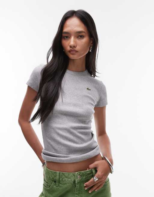 Lacoste ribbed t-shirt in gray