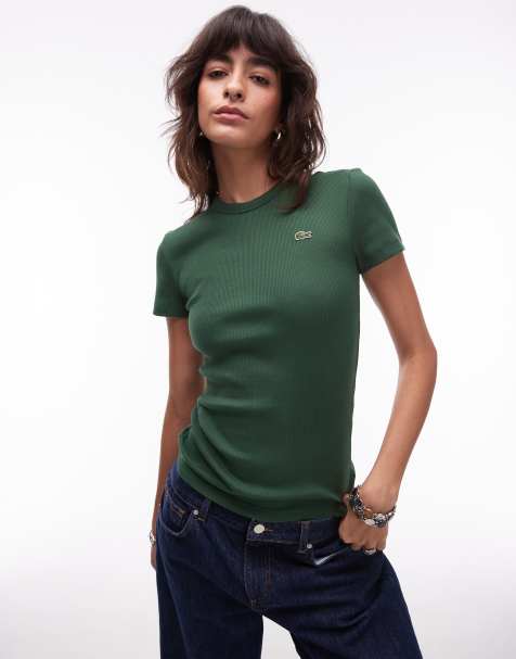 Lacoste ribbed t-shirt in green - view 1