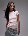 [Lacoste] Lacoste ribbed t-shirt in pink L Nidus