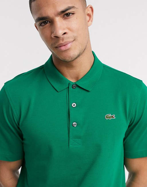 Lacoste ribbed texture polo in green