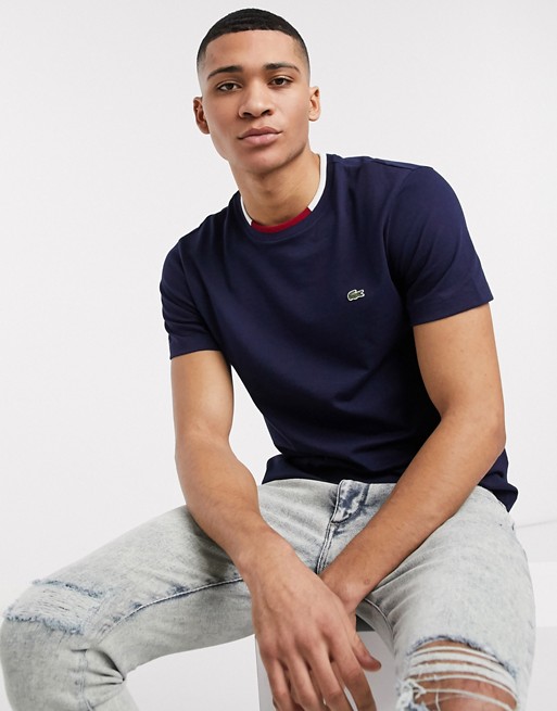 Lacoste ringer pima cotton t-shirt in navy