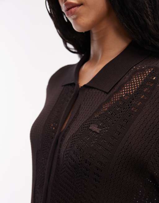 Lacoste - Robe de plage longue avec découpes au laser - Marron croco, 3 de 4