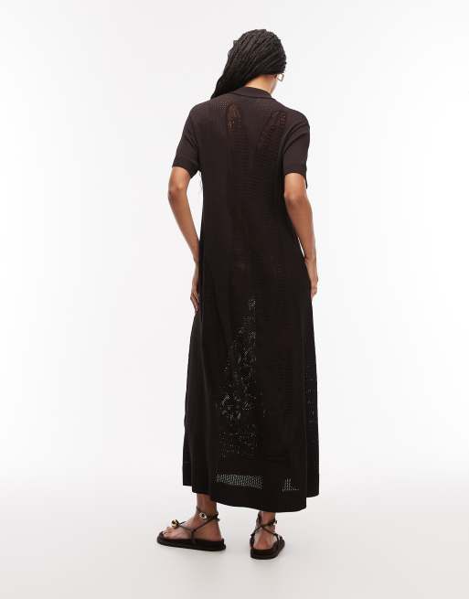 Lacoste - Robe de plage longue avec découpes au laser - Marron croco, 4 de 4