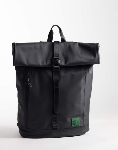 Lacoste roll top backback in black  - view 1