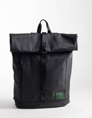Lacoste roll top backback in black
