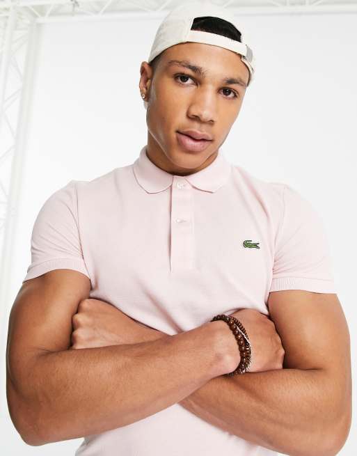 Lacoste – Rosa pikétröja med smal passform