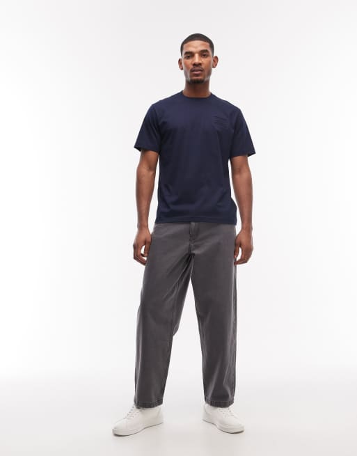 Lacoste - Ruimvallend T-shirt met logo in reliëf in marineblauw, 2 van 5