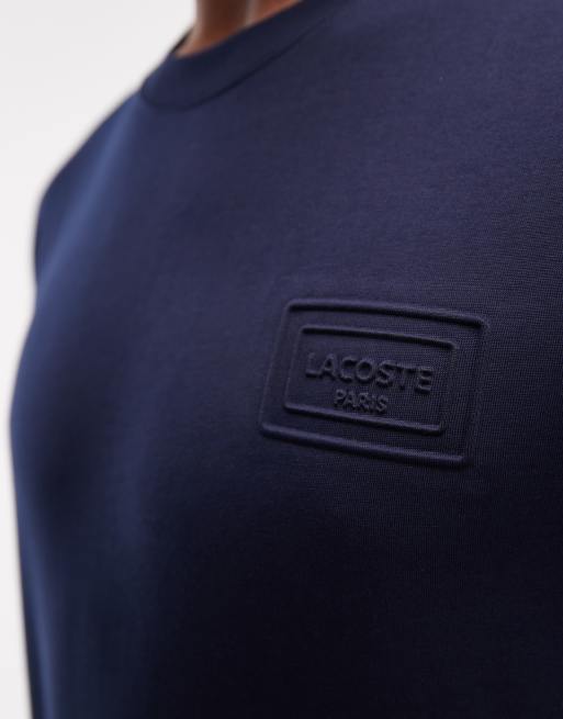 Lacoste - Ruimvallend T-shirt met logo in reliëf in marineblauw, 5 van 5