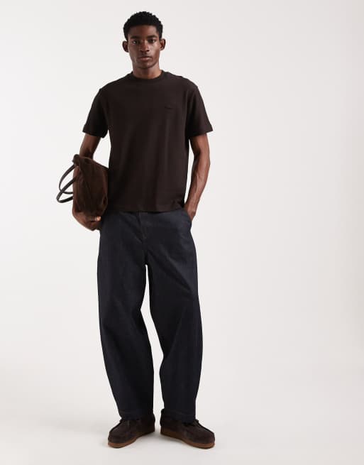 Lacoste - Ruimvallend T-shirt met ton-sur-ton logo in bruin, 2 van 5