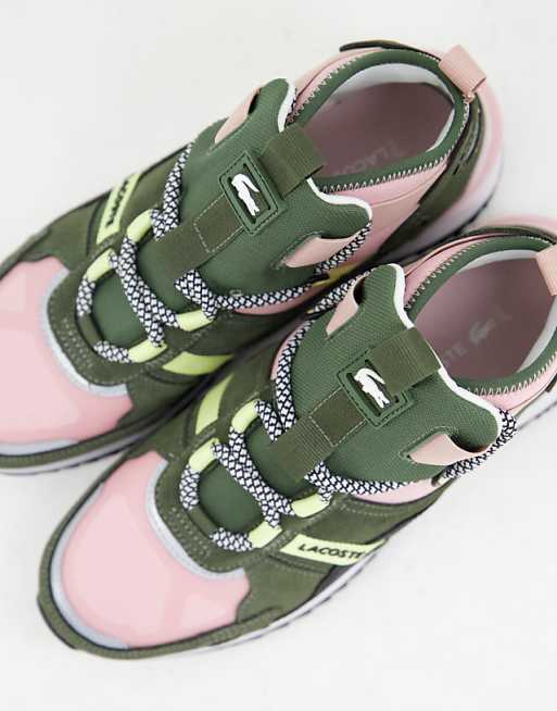 Lacoste run high top up sneakers in khaki and light pink | ASOS Lacoste run high top up sneakers in khaki and light pink | ASOS