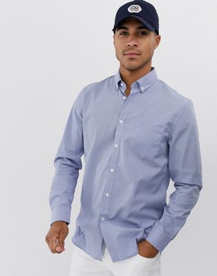 Lacoste – Rutig långärmad skjorta med ficka-Blå