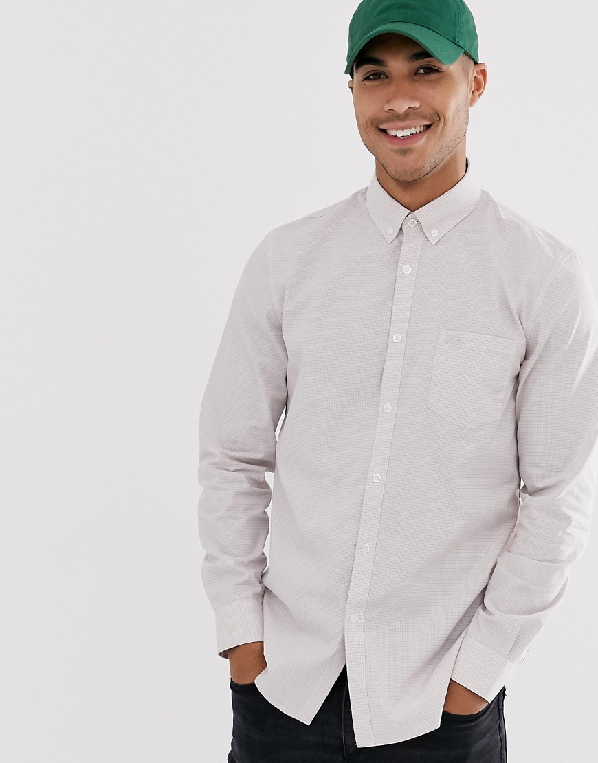 Lacoste – Rutig långärmad skjorta med ficka-Vit