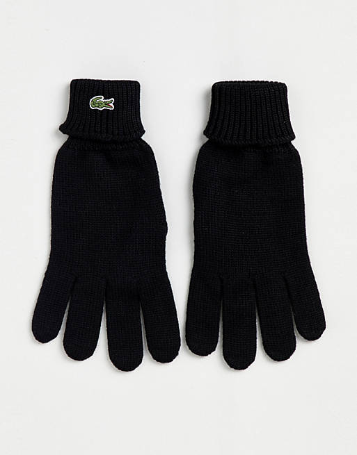 Lacoste – Schwarze Strick-Handschuhe mit Logo | ASOS
