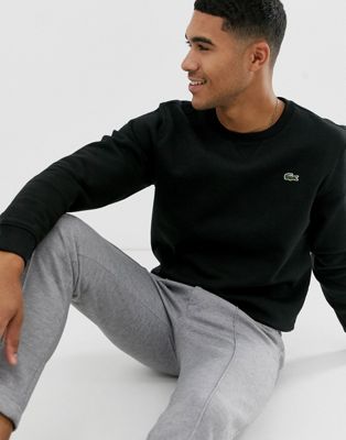 Lacoste – Schwarzes Sweatshirt mit Logo und Rundhalsausschnitt