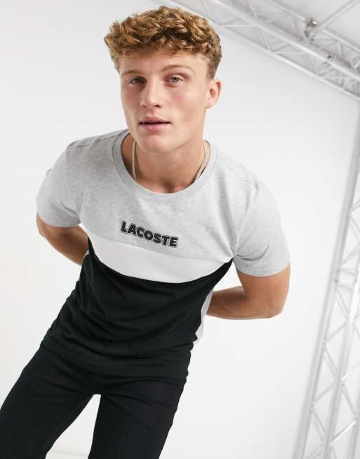 Lacoste Schwarzes T Shirt Mit Colorblock Design Und Logo Auf Der Brust Saluscampusdemadrid