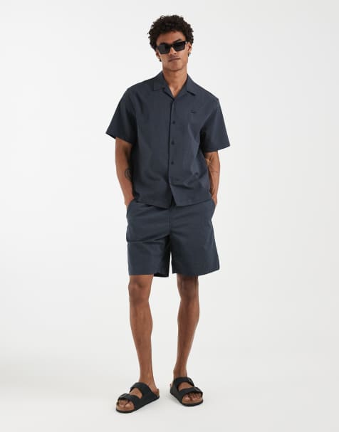 Lacoste seersucker co-ord in washed black - view 1