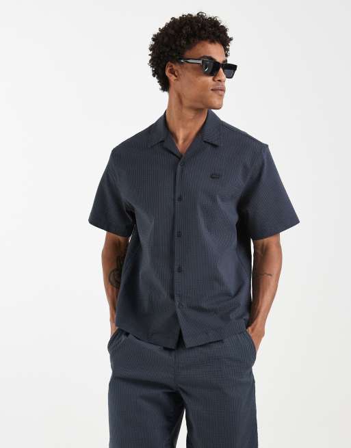 Lacoste - Co-ord set van seersucker in zwart met wassing, 2 van 3
