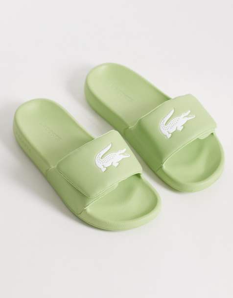 Lacoste Serve 0.0 Claquettes à logo avec brides en velcro - Vert clair - view 1