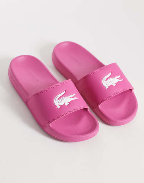 Lacoste Serve 0.0 logo sliders in pink - view 1